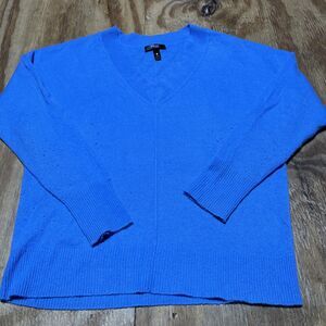 aqua cashmere sweater women M Blue Vneck Knit @m6